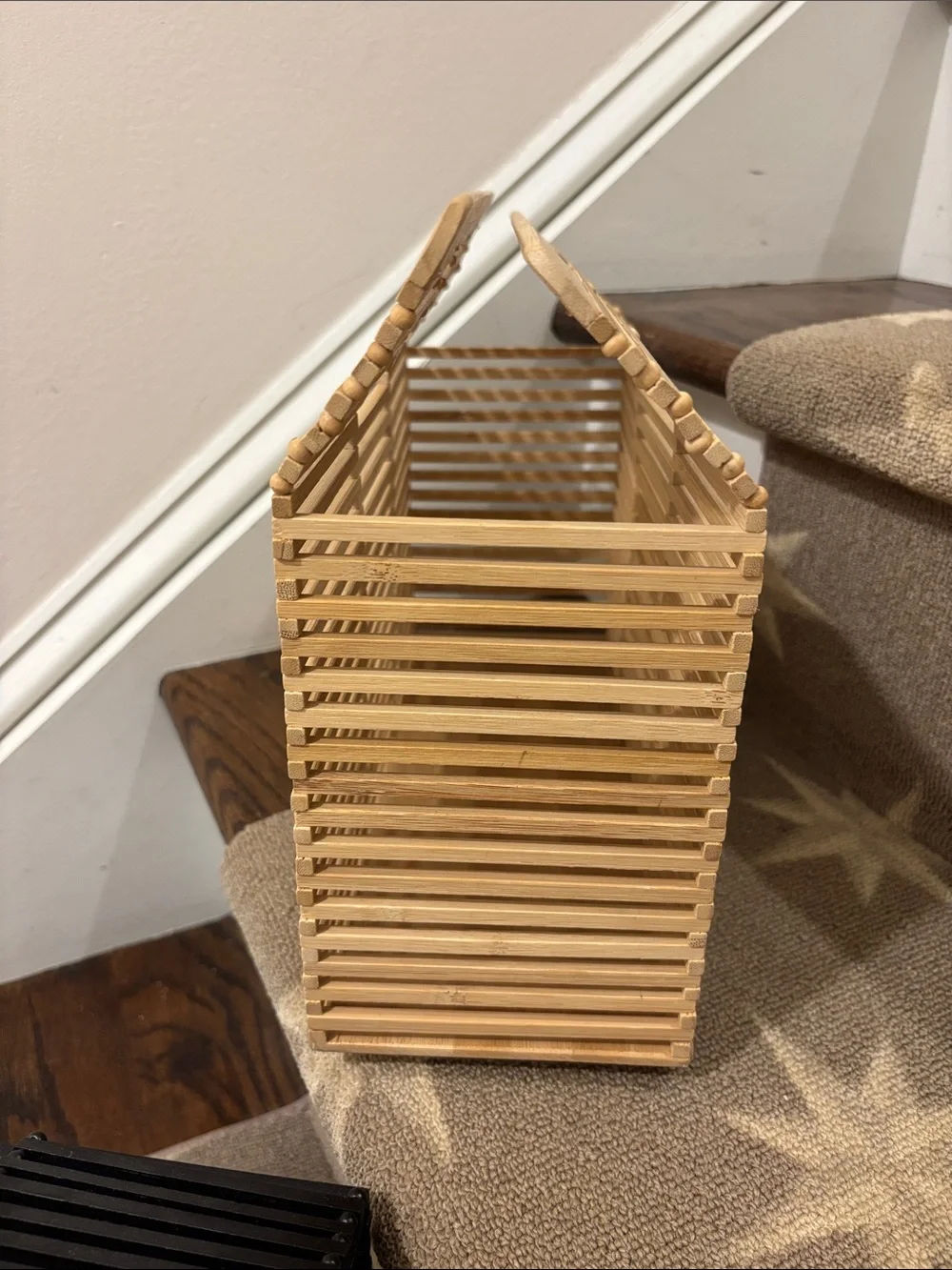 Bamboo Slatted Tote Bag in Natural Bamboo